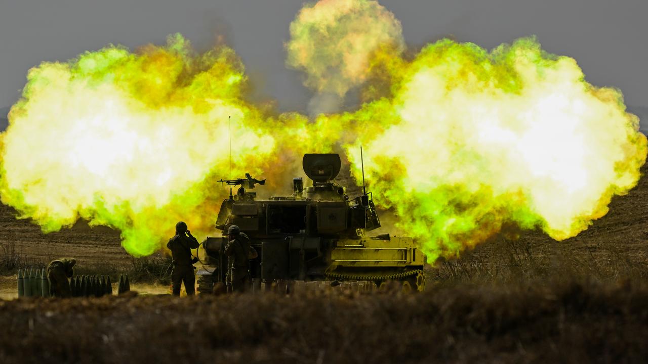 A shell is fired towards Gaza on October 11, 2023 near Netivot, Israel. Picture: Alexi J. Rosenfeld/Getty Images