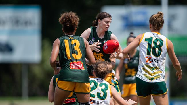 Hannah Hillman in the PINT vs St Mary's 2023-24 NTFL women's major semifinal. Picture: Pema Tamang Pakhrin