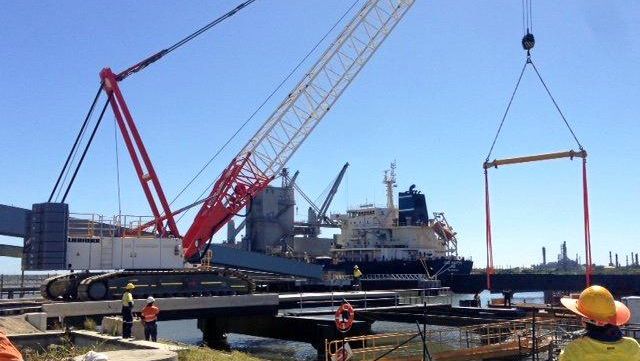 Construction of the wharf at the Wagners plant at Pinkenba using  Fibre reinforced polymer and earth friendly concrete. Picture: Contributed