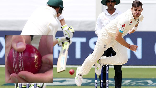 Jimmy Anderson bowls amid accusations of ball tampering. Picture: Michael Klein.