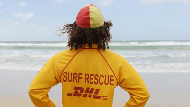 Surf Lifesavers standing between the flags. Picture: Brendan Radke.