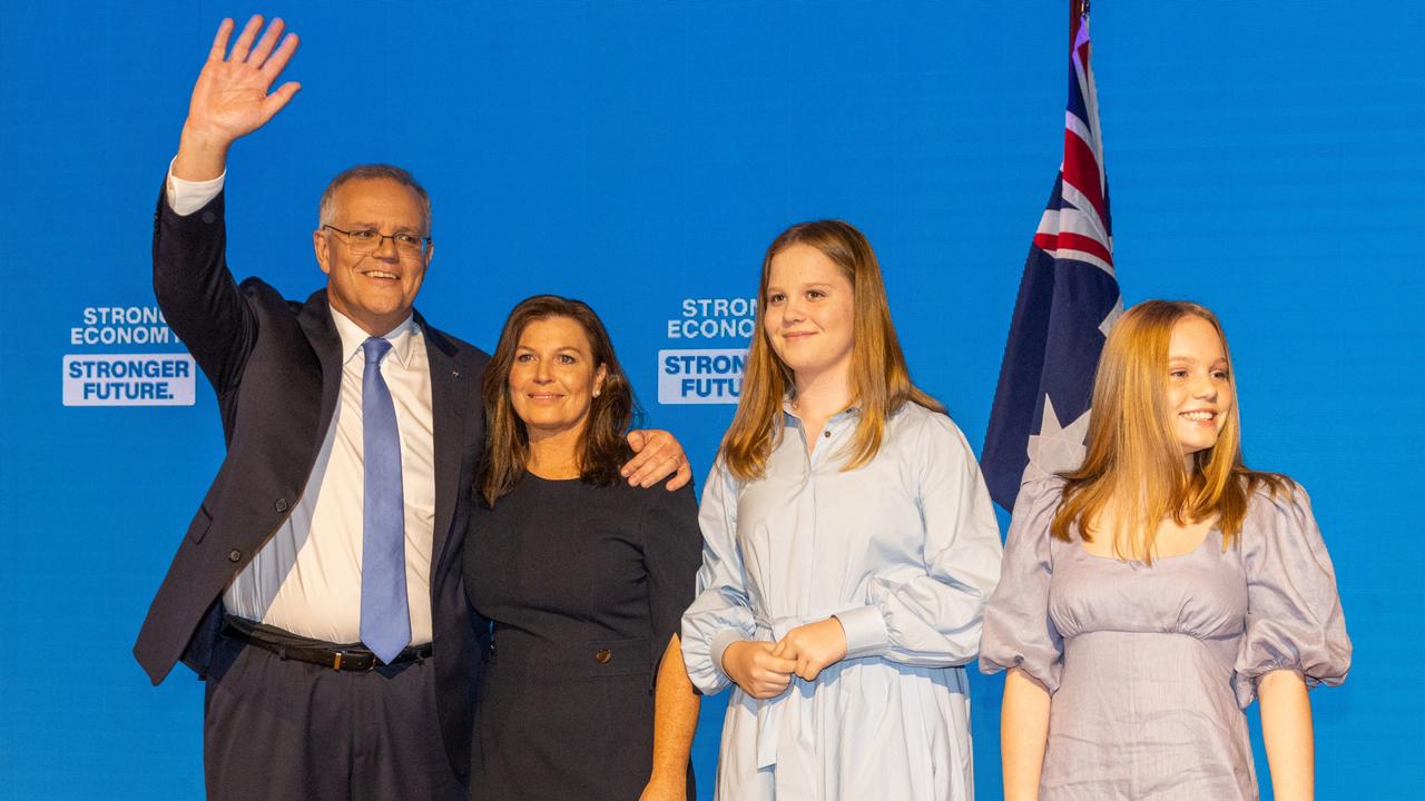 Prime Minister Scott Morrison with his wife Jenny and their daughters. Picture: Asanka Ratnayake/Getty Images