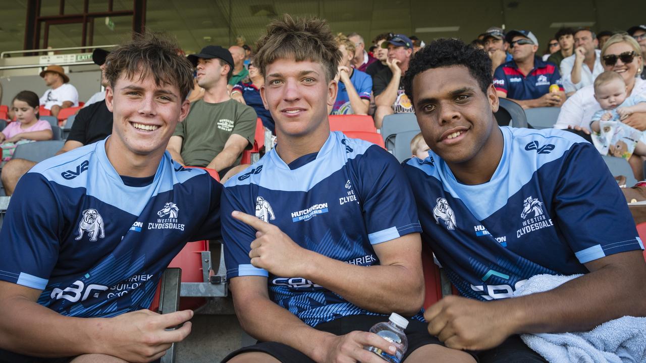 Western Clydesdales players Brodie Hilt, Braithen Scott and Shaun Elara. Picture: Kevin Farmer