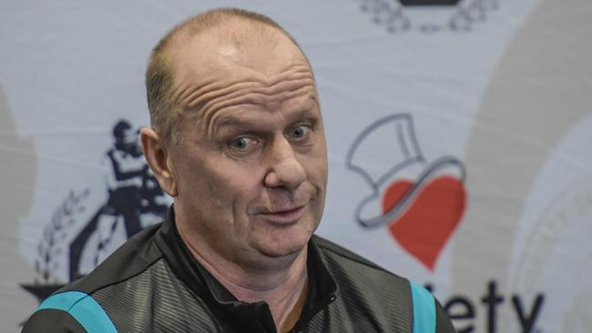 Port Adelaide coach Ken Hinkley decided against a joint Showdown press conference. Picture: Roy VanDerVegt