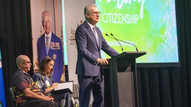 Immigration Minister Tony Burke at the citizenship ceremony at Sydney Olympic Park. Picture: Jeremy Piper/NewsWire