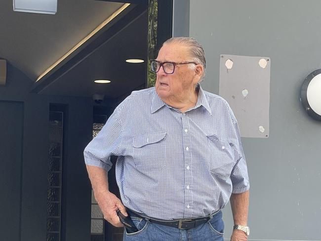 Kenneth James Grindrod,  80, leaving Wyong Local Court after pleading guilty to procuring the commission of an offence worth $90,000. Picture: NewsLocal