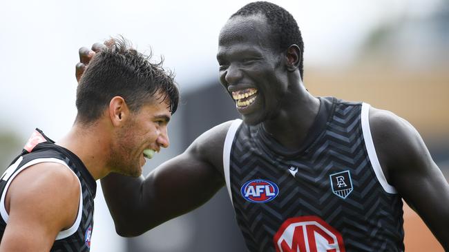 Aliir Aliir at Port Adelaide training. Picture: Getty Images