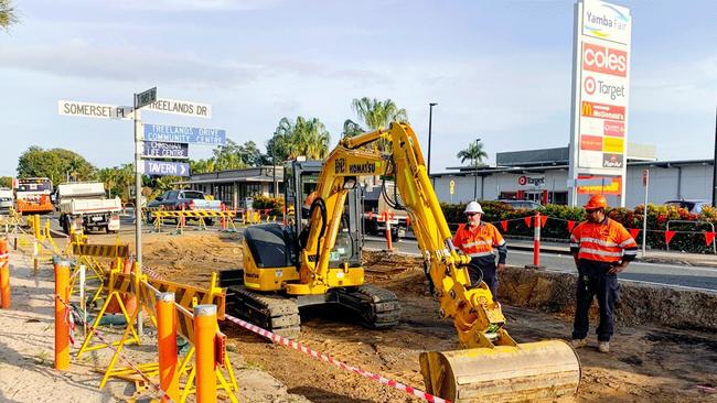 Roundabout work on Treelands Drive, Yamba.