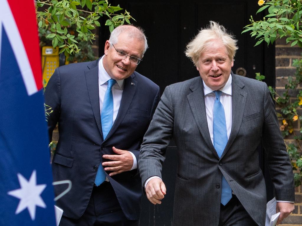 Scott Morrison said Australia’s move to net zero was ‘very clear’ during an appearance in the UK. Picture: Dominic Lipinski / Getty Images