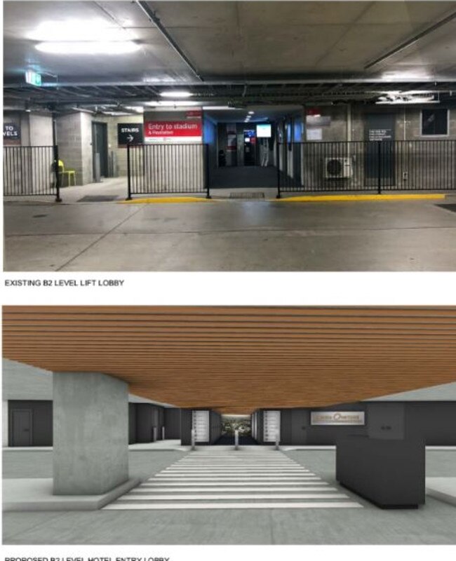 TOP: The existing B2 level entry and below, the proposed new entry.