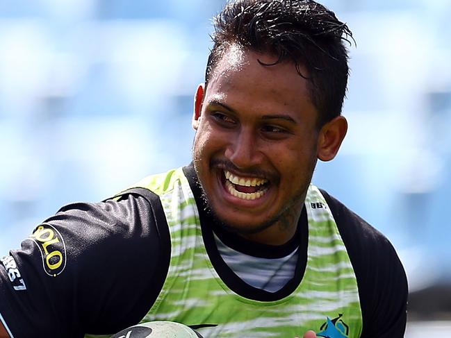 SYDNEY, AUSTRALIA - APRIL 07: Ben Barba smiles during a Cronulla Sharks NRL training session at Remondis Stadium on April 7, 2015 in Sydney, Australia. (Photo by Renee McKay/Getty Images)