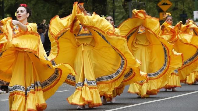 Multicultural performance during the 2018 Moomba Parade. Picture: David Caird