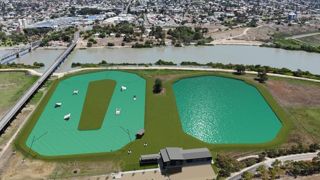 An artist's impression of a new water-sports park planned for Murray Bridge. Picture: Supplied