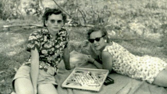 Joan Doherty playing Chinese Checkers with Evdokia Petrov on the Gold Coast in 1956.