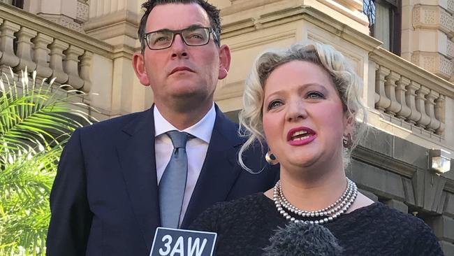 Victorian Health Minister Jill Hennessy with Premier Daniel Andrews. Picture: Kaitlyn Offer