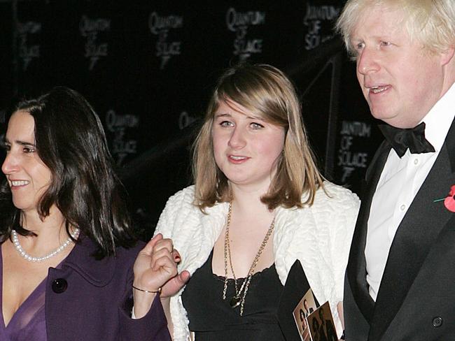 LONDON - OCTOBER 29: Boris Johnson, wife and daughter Lara attends the Royal Premiere of Quantum of Solace at the Odeon Leicester Square on October 29, 2008 in London, England. (Photo by Fred Duval/WireImage)