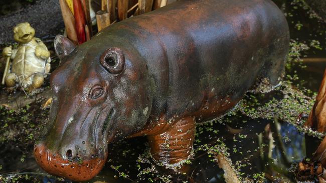 And a lifelike hippo frolics in a pond. Picture: Ian Currie