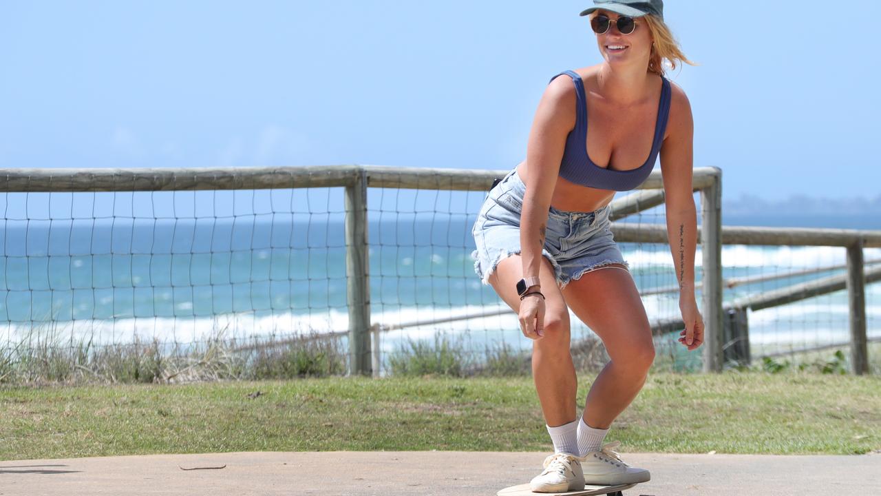 Rosie Van from Burleigh on skateboard.. Picture Glenn Hampson