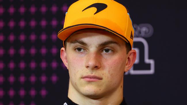 SPIELBERG, AUSTRIA - JUNE 29: Second placed Oscar Piastri of Australia and McLaren attends the press conference after the Sprint ahead of the F1 Grand Prix of Austria at Red Bull Ring on June 29, 2024 in Spielberg, Austria. (Photo by Clive Rose/Getty Images)