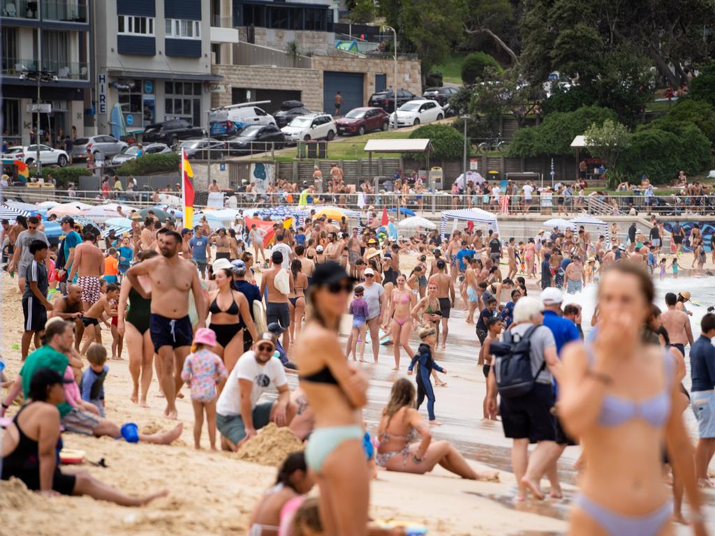 Crowds gather by the thousands at Bondi Beach on Australia Day. Picture: Tom Parrish