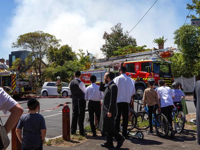 The fire damaged a home opposite the Adass Israel synagogue. Picture: Mark Stewart