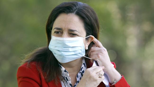 Queensland Premier Annastacia Palaszczuk during her Good Friday press conference in Brisbane. Picture: NCA NewsWire/Tertius Pickard