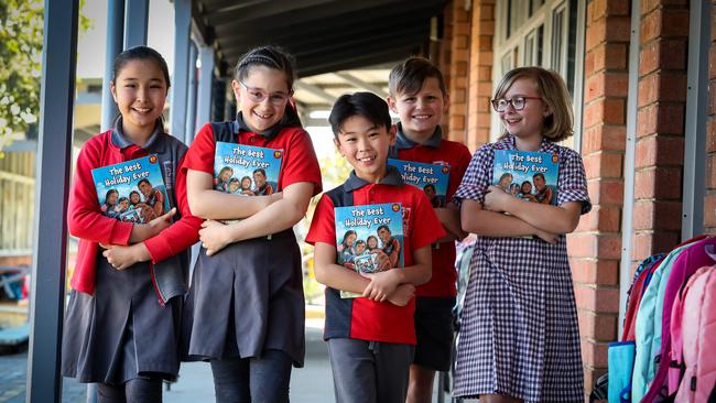 27/9/2019Bahara Mohammadi (8), Stephanie D'Angelo (9), Dylan Lee (8), Elijah Miller (9) and  Drew Street (8). Year 3 (8-9yrs) students of Ballajura Primary school.pic Colin Murty The Australian