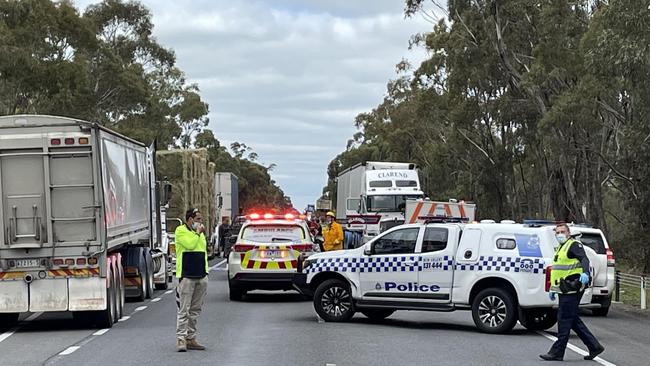 Police on the scene of the double fatal accident near Horsham. Picture: The Weekly Advertiser.