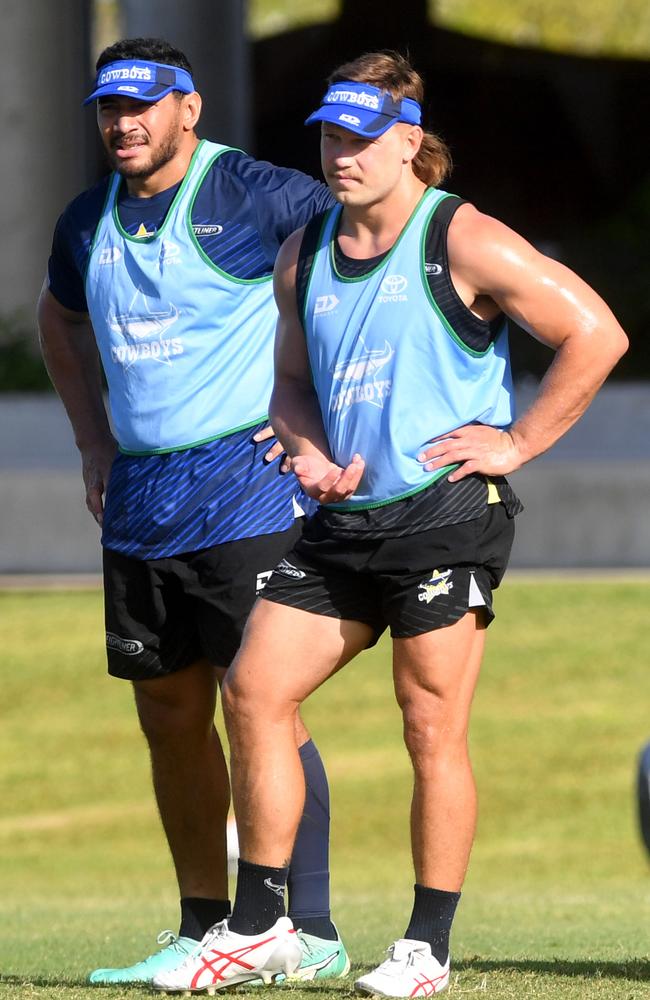 Payten insists there is no bad blood between (L-R) Jason Taumalolo and Reuben Cotter. Picture: Evan Morgan