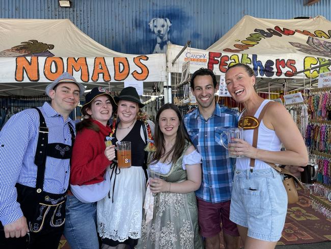 Sean, Sophie, Samantha, Bree, Spencer and Kay at the 2024 Yarra Valley Oktoberfest. Picture: Himangi Singh.