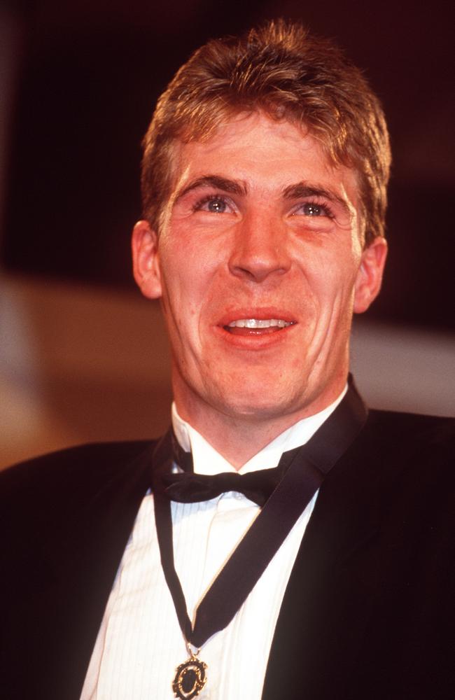 Jim Stynes of the Melbourne Demons wins the 1991 Brownlow Medal.