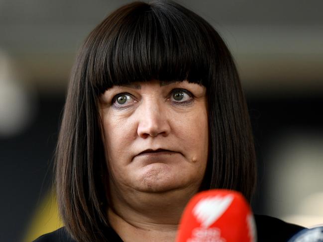 Rugby Australia Chief Executive Raelene Castle speaks to the media during a press conference at Rugby AU headquarters in Sydney, Thursday, December 5, 2019. (AAP Image/Bianca De Marchi) NO ARCHIVING