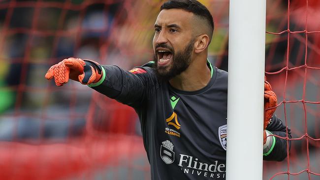 Only an inspired Paul Izzo display maintained Adelaide United’s clean sheet in the first half of the Reds’ loss to Wellington Phoenix. Picture: Robert Cianflone/Getty Images