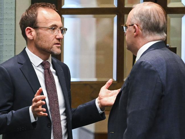 CANBERRA, AUSTRALIA, NewsWire Photos. SEPTEMBER 5, 2023: Leader of the Australian Greens Adam Bandt and Anthony Albanese during Question Time at Parliament House in Canberra. Picture: NCA NewsWire / Martin Ollman