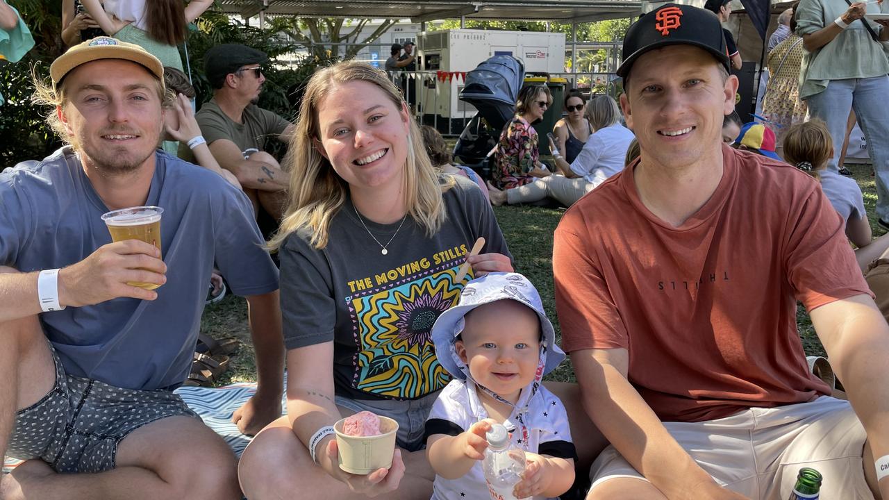 Greg Hamilton, Nikita Perrett, Harry Columbos (ten-months-old) and Ben Columbos at the La Festa - Food and Wine day as part of Cairns Italian Festival at Fogarty Park. Picture: Andreas Nicola