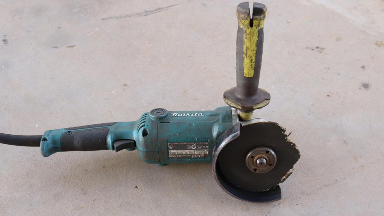 The angle grinder used in the young boilermaker's incident. Picture: Supplied