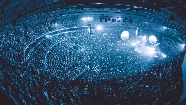 Inside Hillsong’s annual conference, which attracts tens of thousands to Sydney’s Olympic Park stadium.