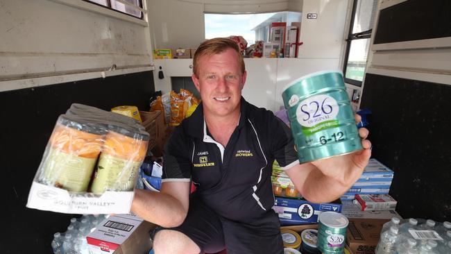 James Ross-Munro is madly collecting essentials for a family in Coraki, NSW, who are in desperate need of assistance. Picture Glenn Hampson