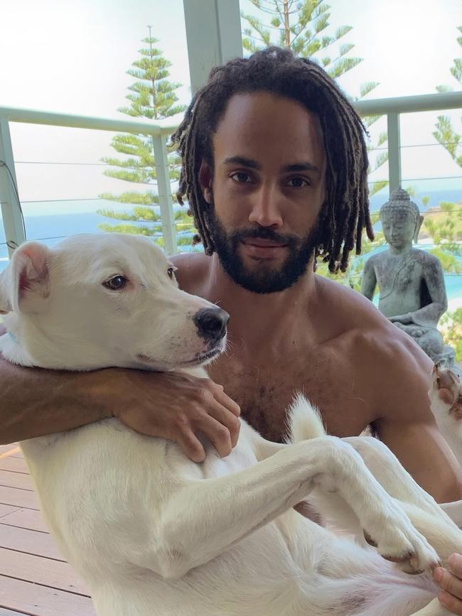 With his beloved dog, Keyshia. Picture: Supplied