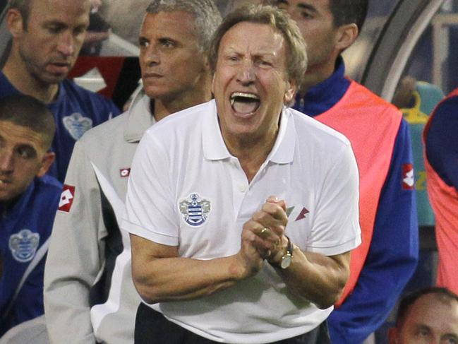 FILE - In this Sunday, Aug. 27, 2014 file photo, Queens Park Rangers' manager Neil Warnock reacts as he watches his team play against Chelsea during their English Premier League soccer match at Loftus Road stadium, London. Neil Warnock has been hired by Crystal Palace for his second spell as the manager of the Premier League club, it was announced on Wednesday, Aug. 27, 2014. (AP Photo/Sang Tan, File)