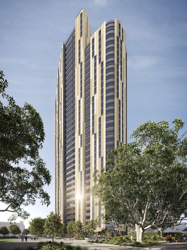 An artist's impression of the build-to-rent apartment building at Brisbane Showgrounds.