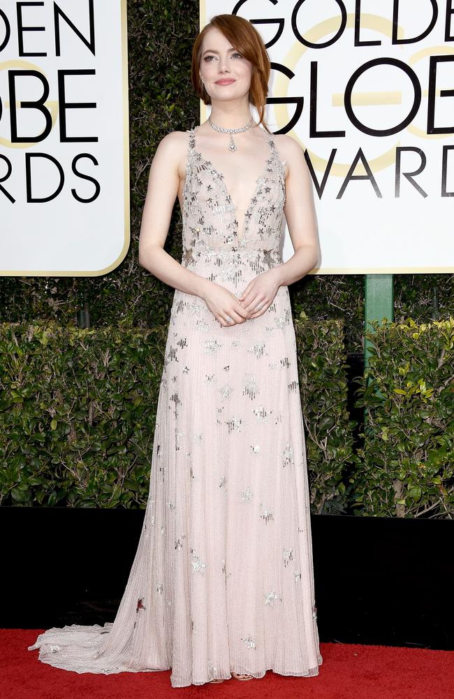 Emma Stone glittered in silver in 2017.