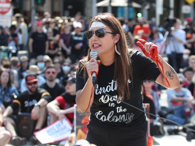 Thorpe at an abolish the Monarchy rally in Melbourne. Picture: David Crosling