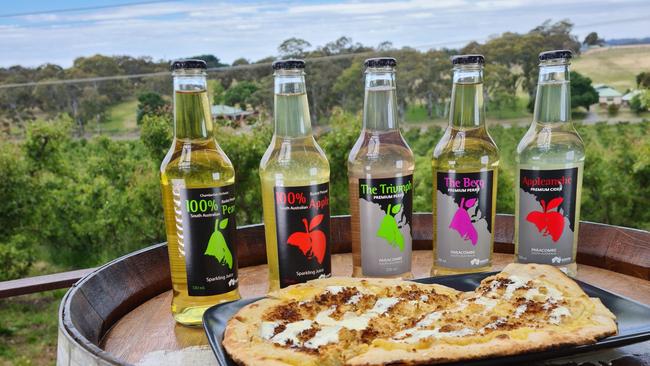 Paracombe Premium Perry offers their award-winning pizza to guests. Picture: Supplied