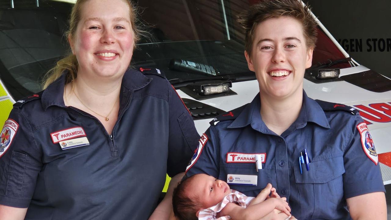 Lucy Montague and Amy Hopkins with baby Willow. Picture: Supplied