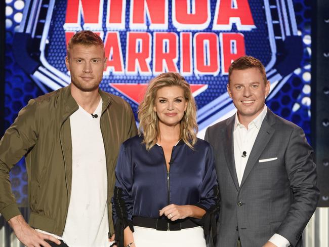 Rebecca Maddern is hot after the massive success of Australian Ninja Warrior which she co-hosted with Andrew “Freddie” Flintoff and Ben Fordham. Picture: Channel 9