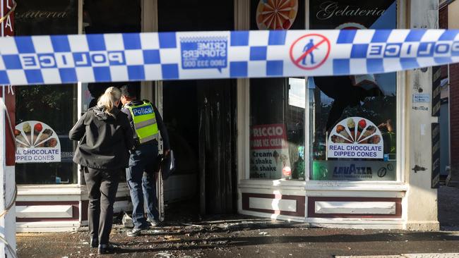 The shop is the second ice-cream store to be hit in the strip of shops in the last year. Picture: Ian Currie