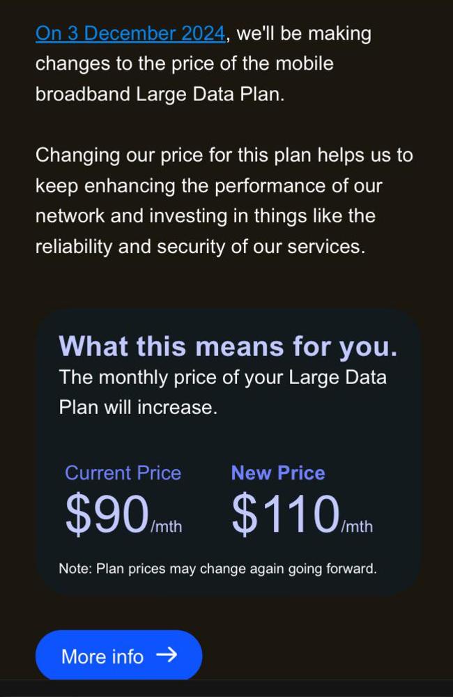 Telstra customers have been notified of increases to their monthly payments. Picture: Reddit