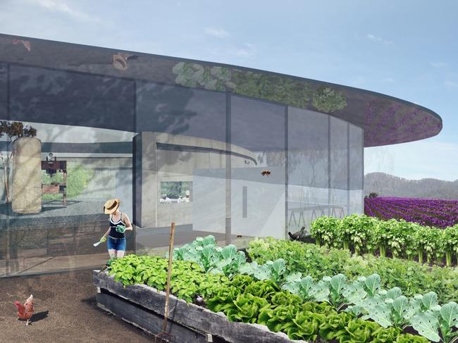 Another view of the Welcoming Building and the garden and culinary school.