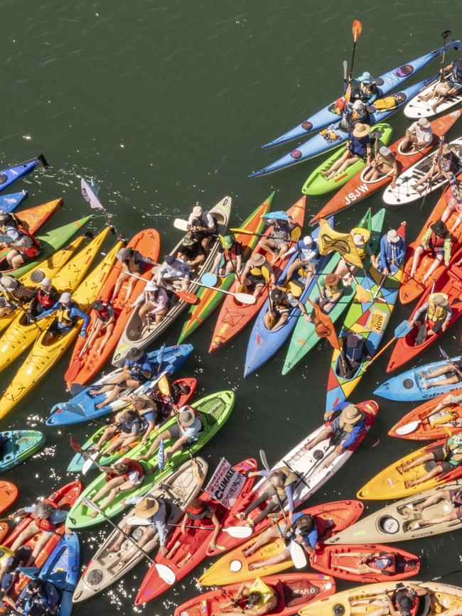 Climate activists at the Port of Newcastle last year during a planned protest.